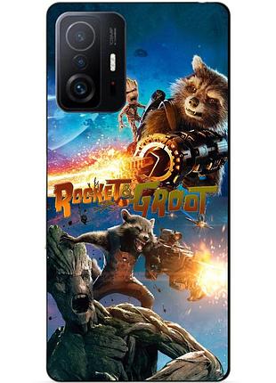 Чехол силиконовый бампер для xiaomi 11t / 11t pro rocket groot ракета грут стражи галактики