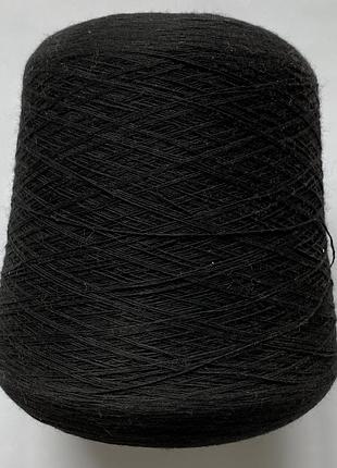 Итальянская бобинная пряжа tessitura manicardi, черная, 100% шерсть, 650 г
