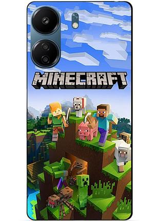 Силиконовый чехол бампер для xiaomi redmi 13c с рисунком minecraft майнкрафт