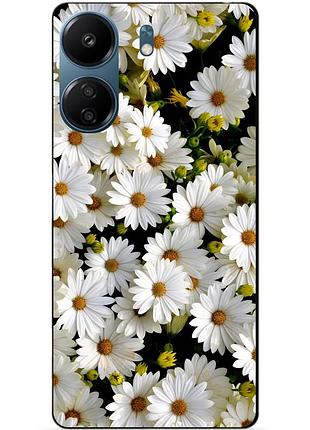 Чехол силиконовый бампер для xiaomi poco c65 с рисунком ромашки цветы