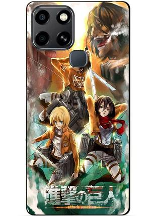 Силіконовий чохол бампер для infinix smart 6 з малюнком атака на титанів attack on titan