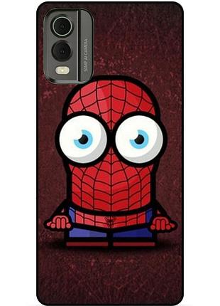 Силиконовый бампер чехол для nokia c32 с рисунком миньон человек паук spider man