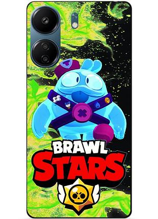 Силиконовый чехол бампер для xiaomi redmi 13c с героем бравл скуик
