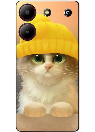 Чехол силиконовый бампер для zte blade a54 с рисунком котик в шапке