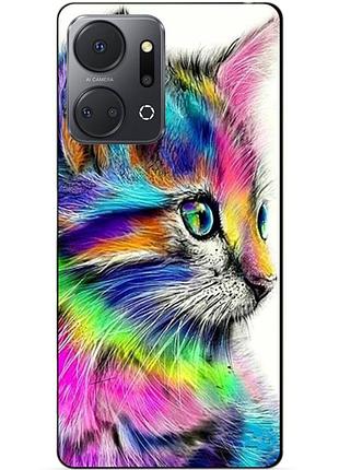 Чехол силиконовый бампер для huawei honor x7a с рисунком акварельный кот