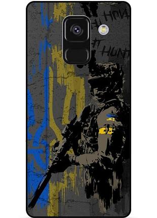 Чехол силиконовый бампер для samsung a8 plus с рисунком зсу украина night hunter
