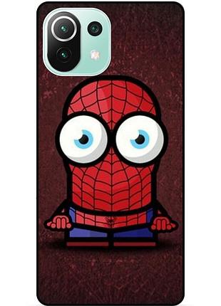 Силиконовый бампер чехол для xiaomi mi 11 lite с рисунком миньон человек паук spider man