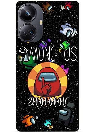 Силиконовый чехол бампер для realme 10 pro plus с рисунком among us амонг ас