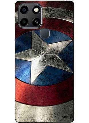 Чехол силиконовый бампер для infinix smart 6 с рисунком капитан америка супергерой marvel