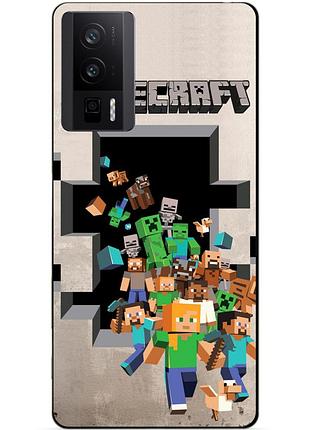 Чехол силиконовый бампер для xiaomi poco f5 pro с картинкой minecraft майнкрафт