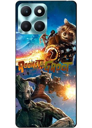Силіконовий чохол бампер для huawei honor x6a rocket groot ракета грут стражі галактики