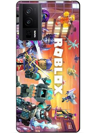 Чехол силиконовый бампер для xiaomi poco f5 pro с картинкой роблокс roblox