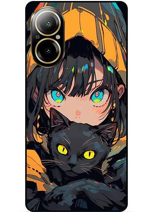 Силіконовий бампер чохол для realme c67 з малюнком котик аніме