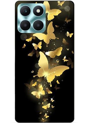 Чехол силиконовый бампер для huawei honor x6a с рисунком золотые бабочки мотыльки