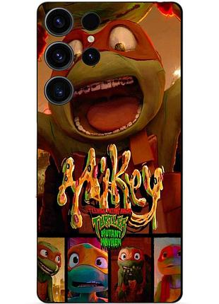 Чехол силиконовый бампер для samsung s23 ultra с рисунком майки mikey черепашки ниндзя