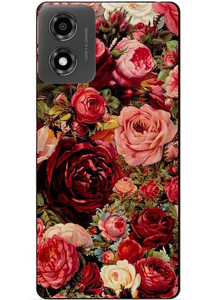 Чехол силиконовый бампер для motorola moto e14 с рисунком красные розы цветы