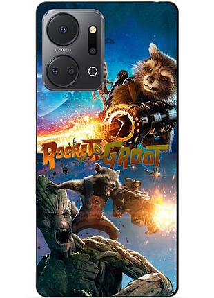 Силіконовий чохол бампер для huawei honor x7a rocket groot ракета грут стражі галактики