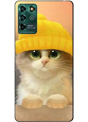 Чехол силиконовый бампер для zte blade v30 vita с рисунком котик в шапке