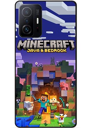 Чехол силиконовый бампер для xiaomi 11t / 11t pro с картинкой майнкрафт minecraft