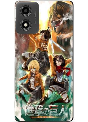 Силіконовий чохол бампер для motorola moto e14 з малюнком атака на титанів attack on titan