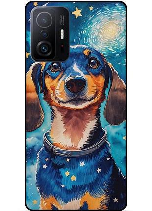 Силіконовий бампер чохол для xiaomi 11t / 11t pro з малюнком пес ван гог зіркова ніч