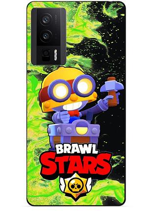 Чехол силиконовый бампер для xiaomi poco f5 pro с героем бравл карл