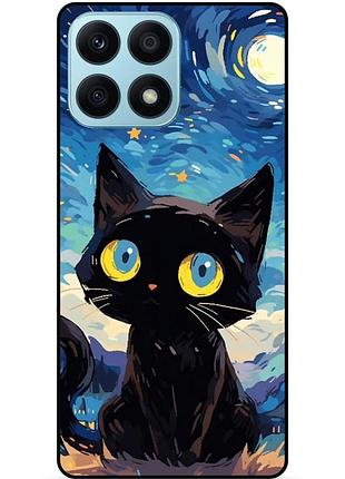 Чехол силиконовый бампер для huawei honor x8a котик звездная ночь ван гог