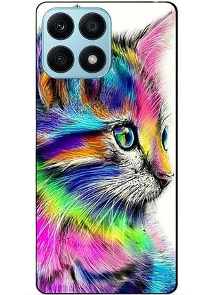 Чехол силиконовый бампер для huawei honor x8a с рисунком акварельный кот