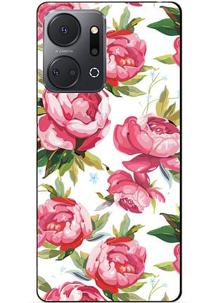 Силіконовий чохол бампер для huawei honor x7a з малюнком півонії квіти