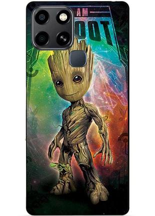 Чехол силиконовый бампер для infinix smart 6 с рисунком groot грут стражи галактики
