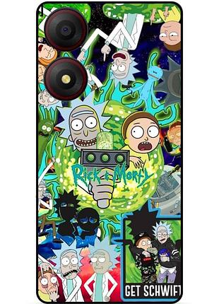 Чехол силиконовый бампер для zte blade a34 с рисунком rick and morty рик и морти