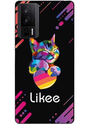 Чехол силиконовый бампер для xiaomi poco f5 pro с рисунком likee лайки