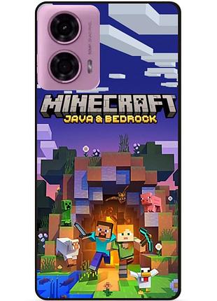 Чехол силиконовый бампер для motorola moto g24 с картинкой майнкрафт minecraft