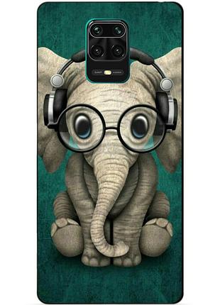Чехол силиконовый бампер для xiaomi redmi note 9 pro с рисунком слоник