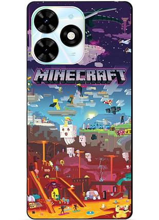 Чехол силиконовый бампер для tecno spark 20 pro игра minecraft майнкрафт