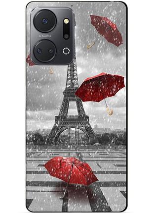 Чехол силиконовый бампер для huawei honor x7a с рисунком дождь в париже франция эйфелева башня