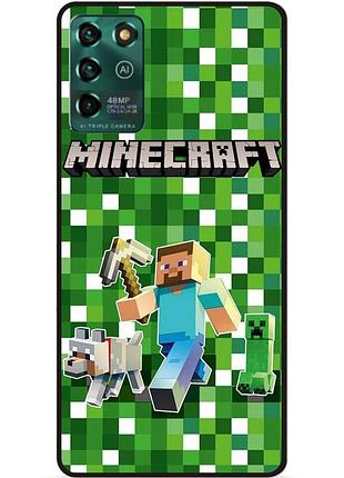 Чехол силиконовый бампер для zte blade v30 vita стив minecraft крипер майнкрафт