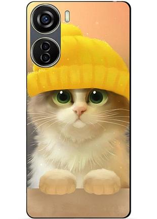 Чехол силиконовый бампер для zte blade v40 design с рисунком котик в шапке