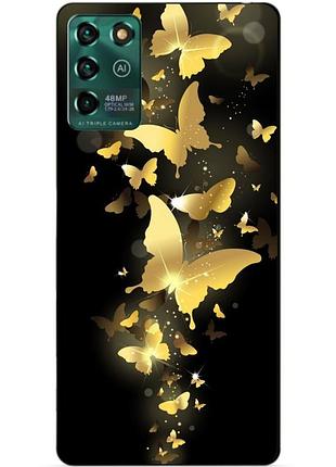 Силіконовий чохол бампер для zte blade v30 vita з малюнком золоті метелики метелики метелики