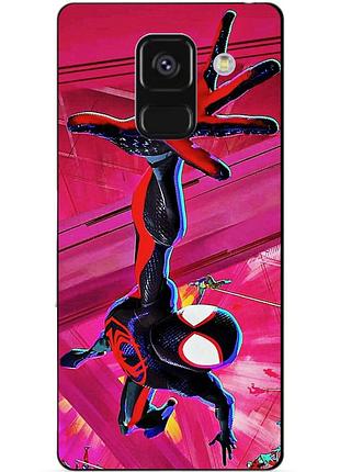 Чехол силиконовый бампер для samsung a8 plus с рисунком spider man человек паук майлз моралес
