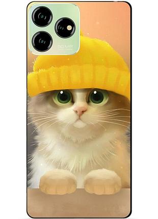Чехол силиконовый бампер для zte blade v50 design с рисунком котик в шапке