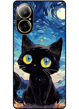 Силіконовий бампер чохол для realme c67 котик ван гог зіркова ніч