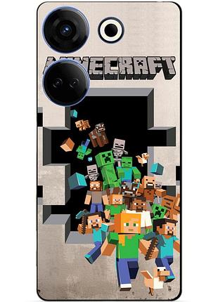 Силіконовий чохол бампер для tecno camon 20 pro з картинкою minecraft майнкрафт