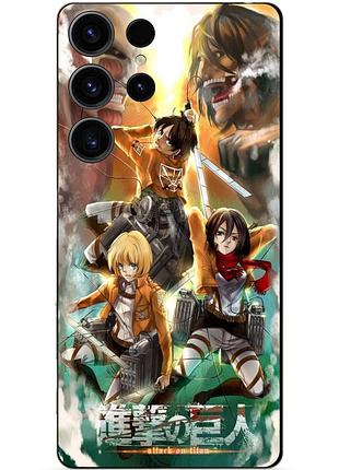 Чехол силиконовый бампер для samsung s23 ultra с рисунком атака на титанов attack on titan