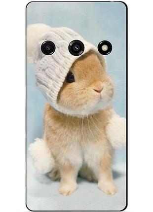 Чехол силиконовый бампер для xiaomi redmi a3 с рисунком зайчик в шапке