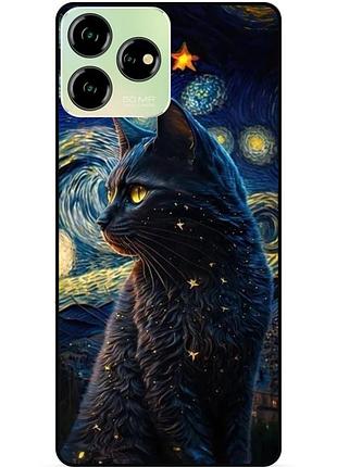 Чехол силиконовый бампер для zte blade v50 design с рисунком кошечка ван гог звездная ночь