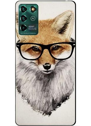Чехол силиконовый бампер для zte blade v30 vita с рисунком лиса
