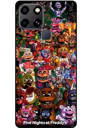 Чехол силиконовый бампер для infinix smart 6 с рисунком аниматроники freddy фредди