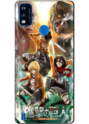 Силіконовий чохол бампер для zte blade a51 з малюнком атака на титанів attack on titan
