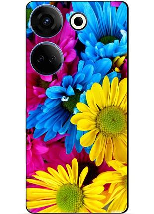 Силіконовий чохол бампер для tecno camon 20 pro з малюнком хризантеми квіти
